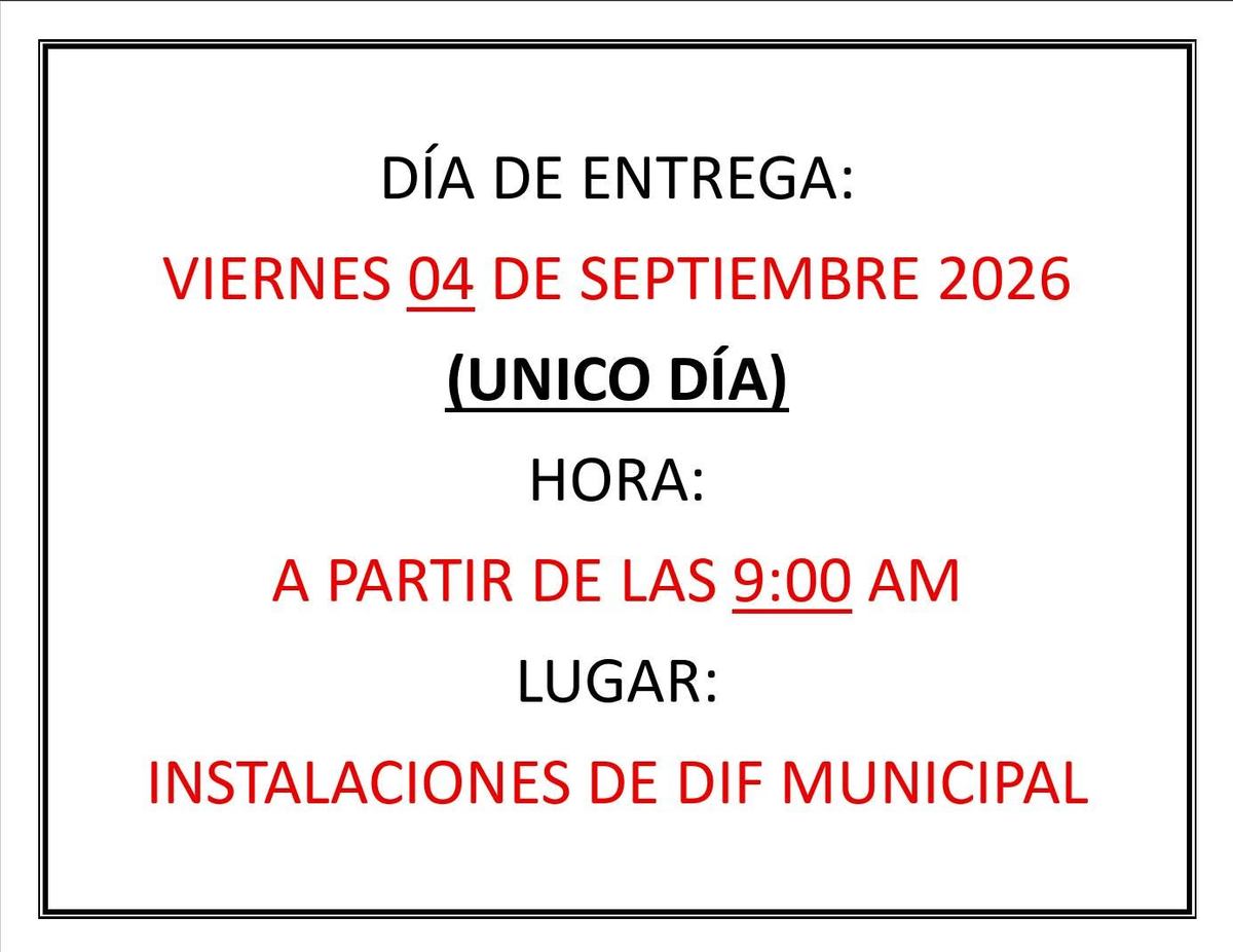 ¡IMPORTANTE PARA LA ENTREGA DE DESPENSAS!